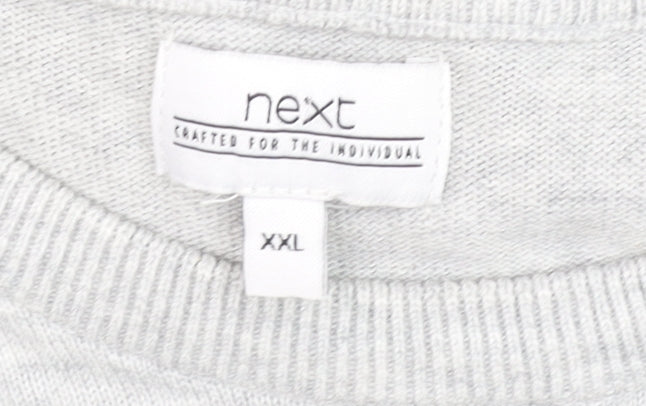 Next Men Grey 2XL Crew Neck Cotton Pullover Jumper
