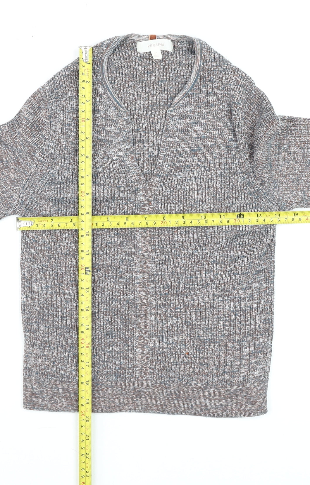 Marks and Spencer Per Una Women's Multicoloured Knit V-Neck Top Size 10