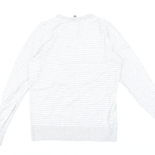 Laura Ashley Women’s Grey Bee Embroidered Stripe Long Sleeve Top UK 8