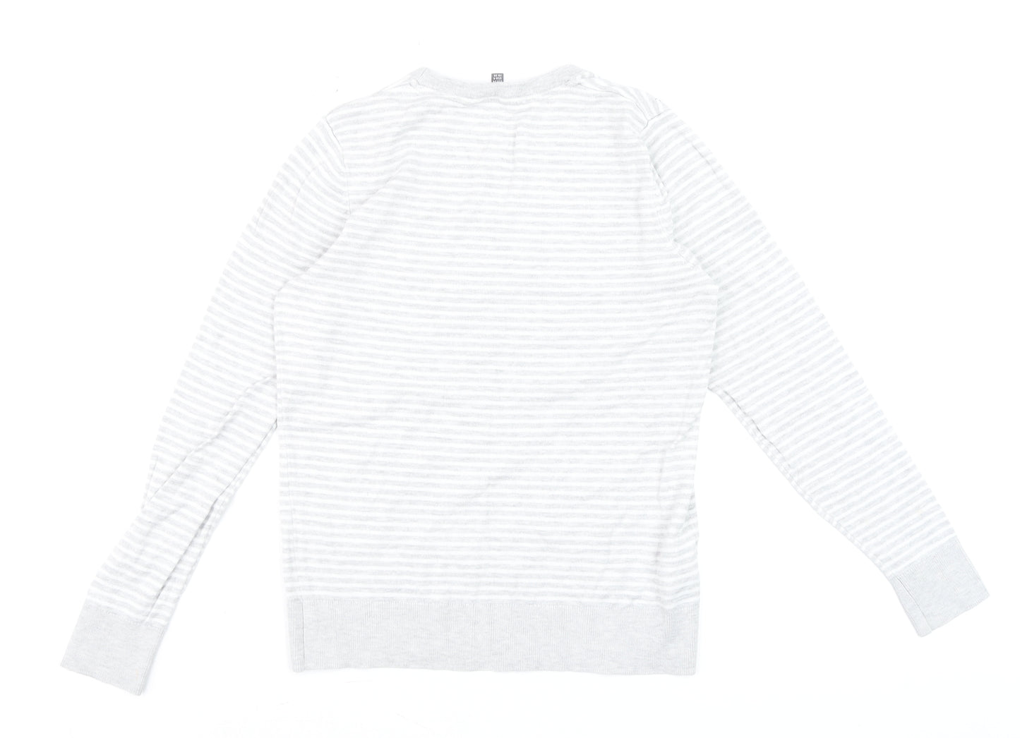 Laura Ashley Women’s Grey Bee Embroidered Stripe Long Sleeve Top UK 8