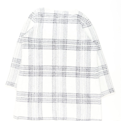 Pebble Bay Women White Check Knit Longline Cardigan M