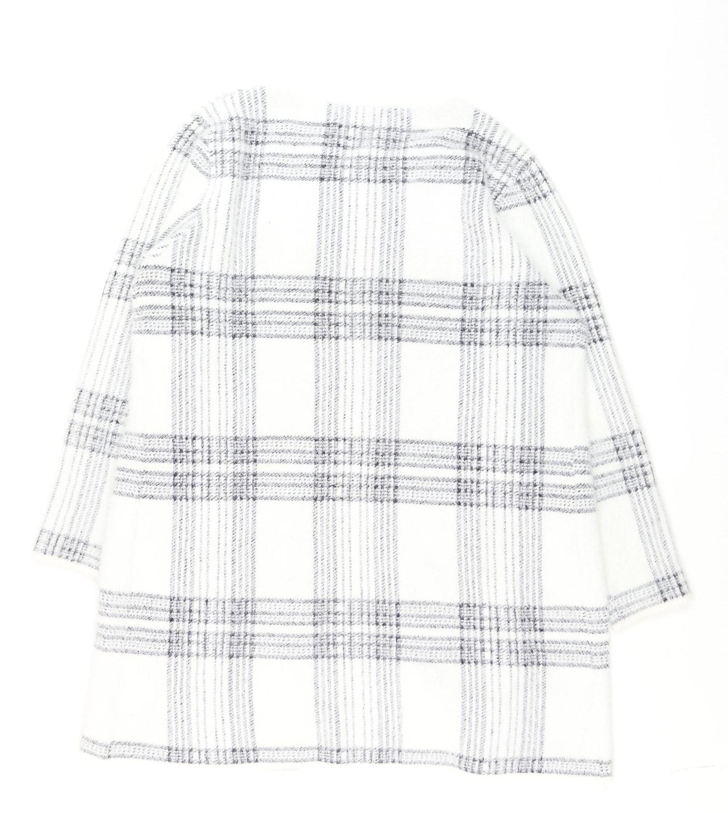 Pebble Bay Women White Check Knit Longline Cardigan M