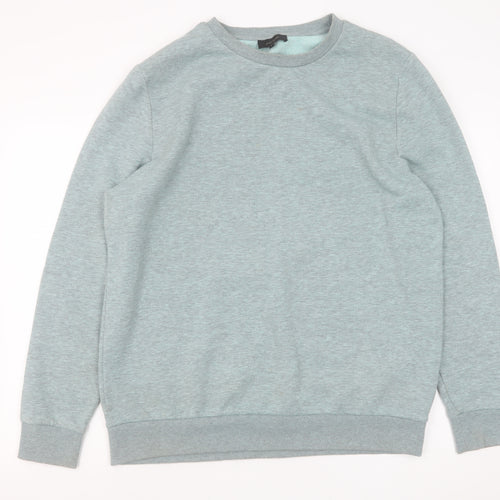 River Island Men Grey Fleece Pullover Sweatshirt Size L Regular Fit