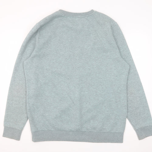 River Island Men Grey Fleece Pullover Sweatshirt Size L Regular Fit