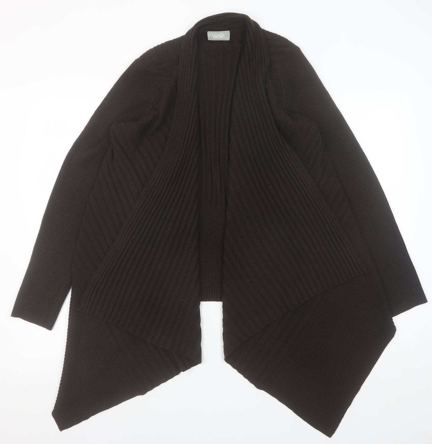 Wallis Women’s Black Ribbed Knit Open Front Cardigan Size S
