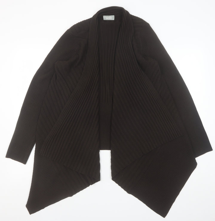 Wallis Women’s Black Ribbed Knit Open Front Cardigan Size S