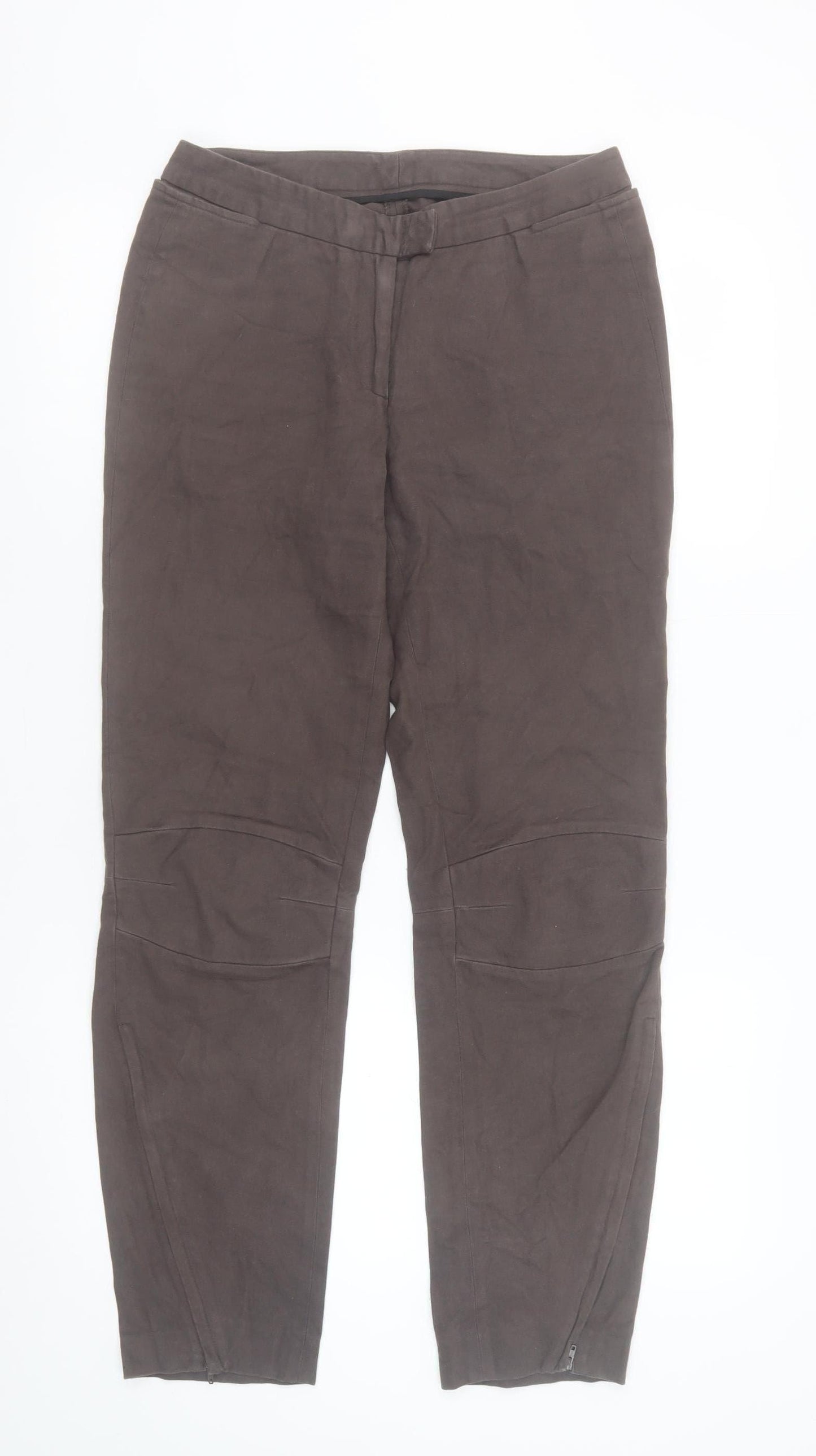 Costume National Women’s Brown Cotton Stretch Zip Trousers Size 14