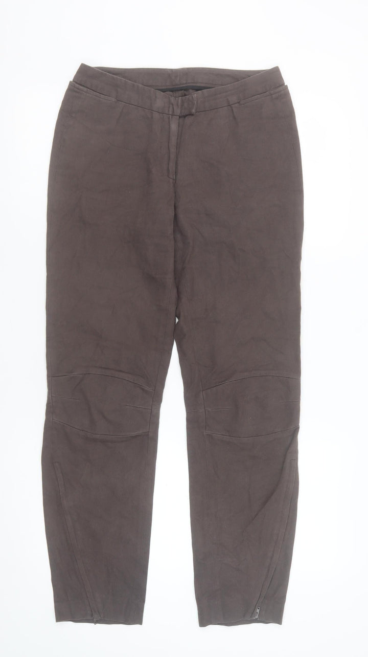 Costume National Women’s Brown Cotton Stretch Zip Trousers Size 14