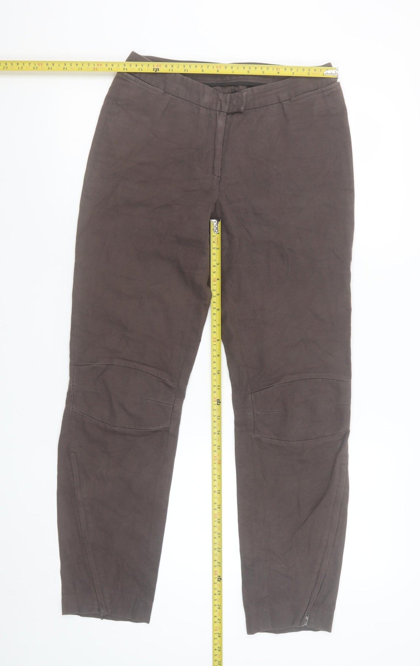 Costume National Women’s Brown Cotton Stretch Zip Trousers Size 14