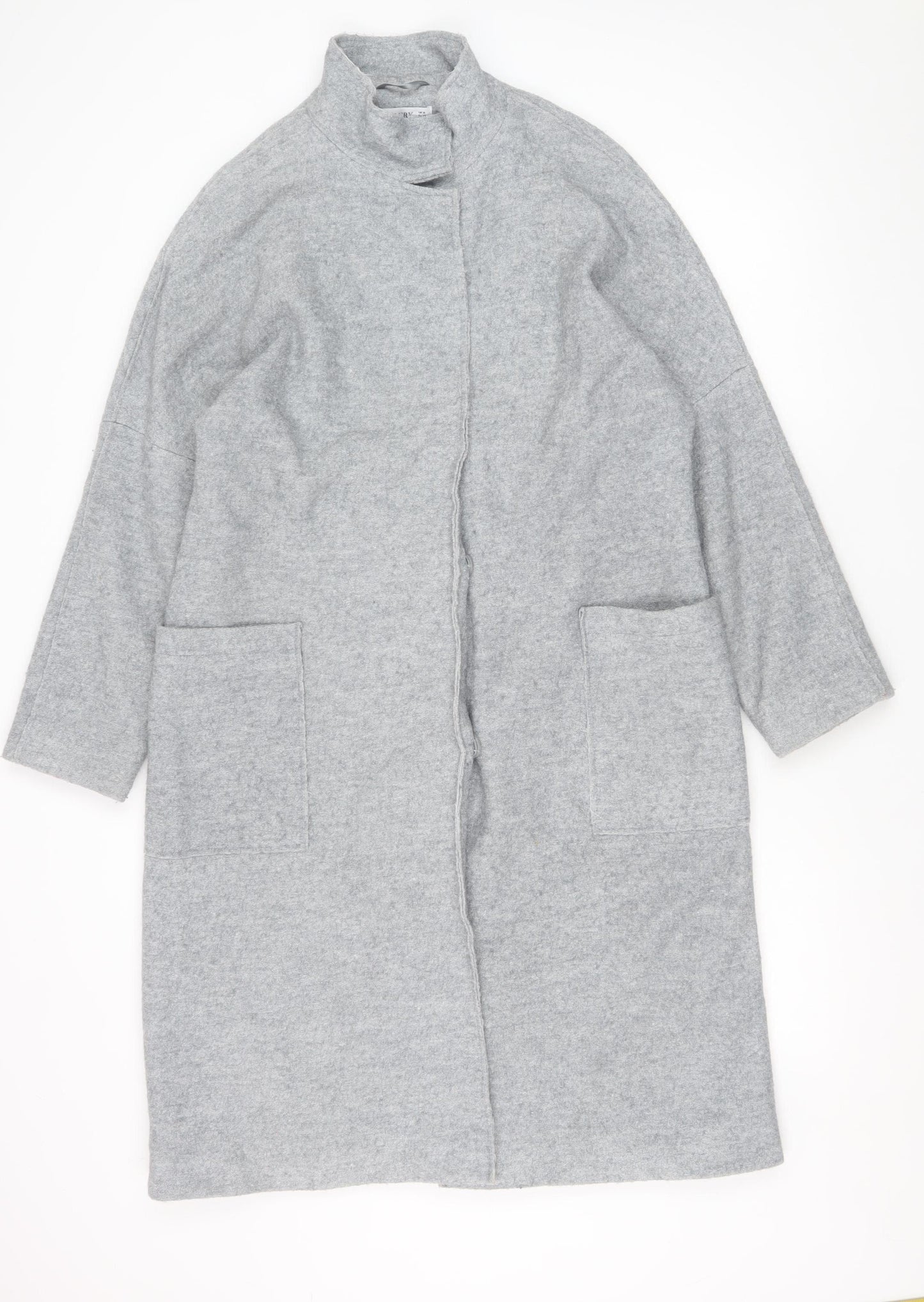 Gallery Women's Grey Wool Viscose Long Overcoat Size M
