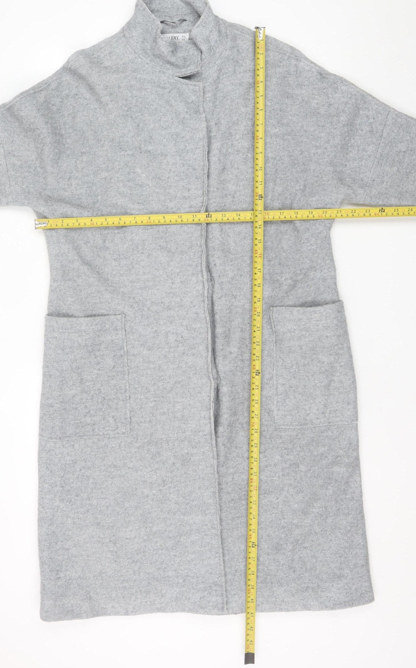 Gallery Women's Grey Wool Viscose Long Overcoat Size M