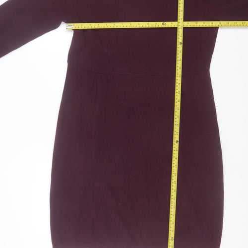 Monsoon Women Purple 3/4 Sleeve Shift Knit Dress Size 16
