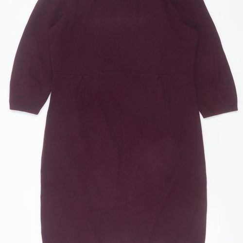 Monsoon Women Purple 3/4 Sleeve Shift Knit Dress Size 16