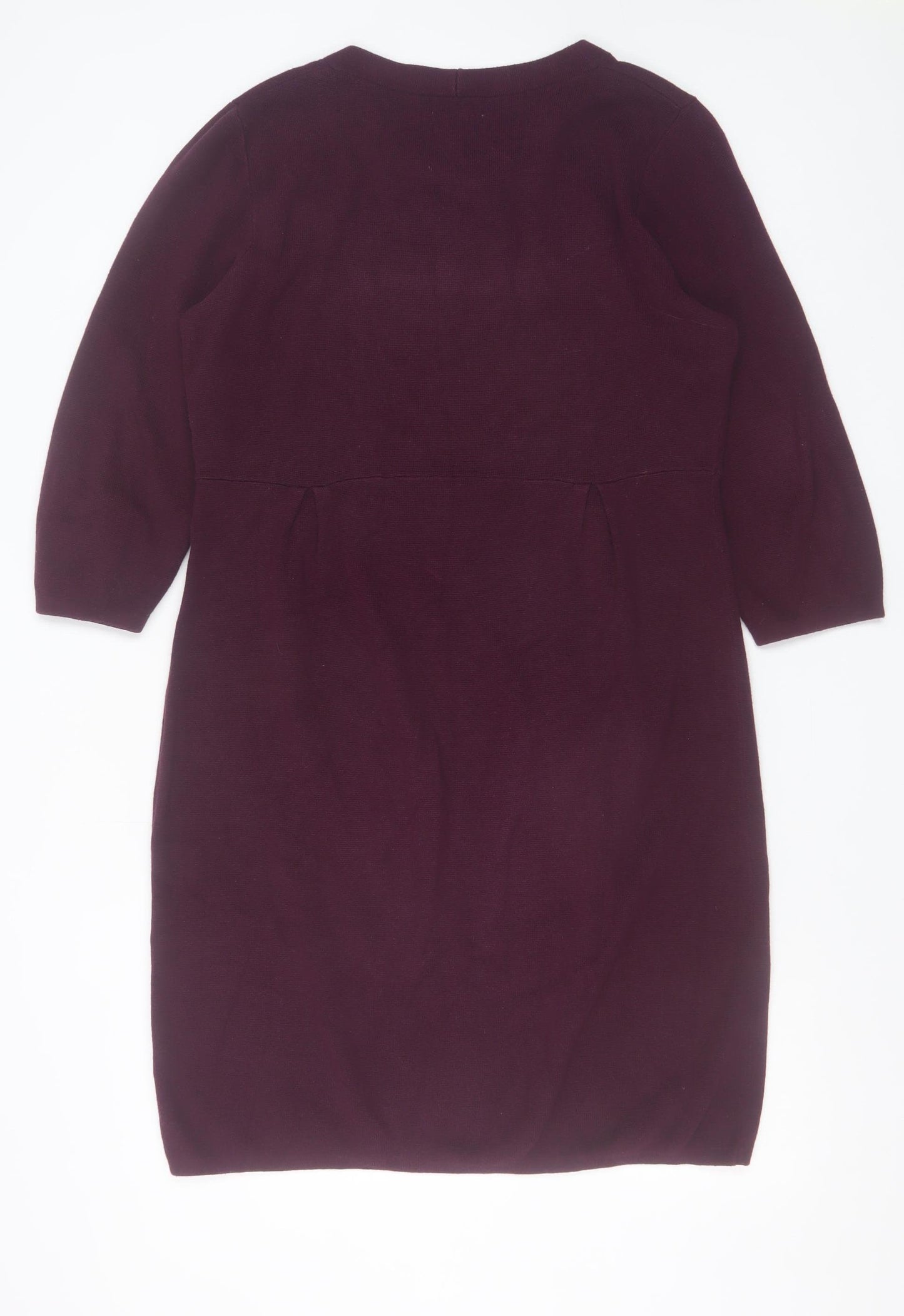 Monsoon Women Purple 3/4 Sleeve Shift Knit Dress Size 16