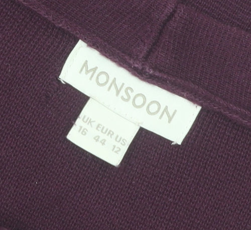 Monsoon Women Purple 3/4 Sleeve Shift Knit Dress Size 16