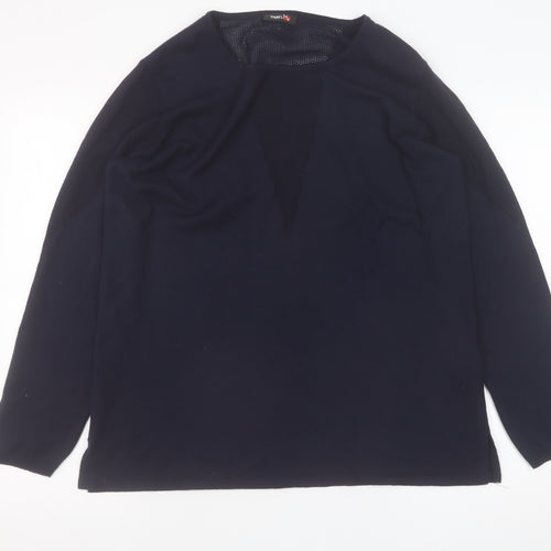 That's Me Women's Black V-Neck Long Sleeve Pullover Jumper Size 16