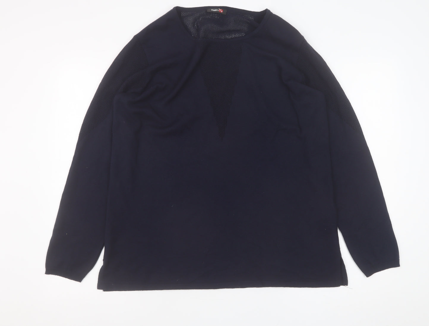 That's Me Women's Black V-Neck Long Sleeve Pullover Jumper Size 16