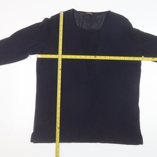 That's Me Women's Black V-Neck Long Sleeve Pullover Jumper Size 16