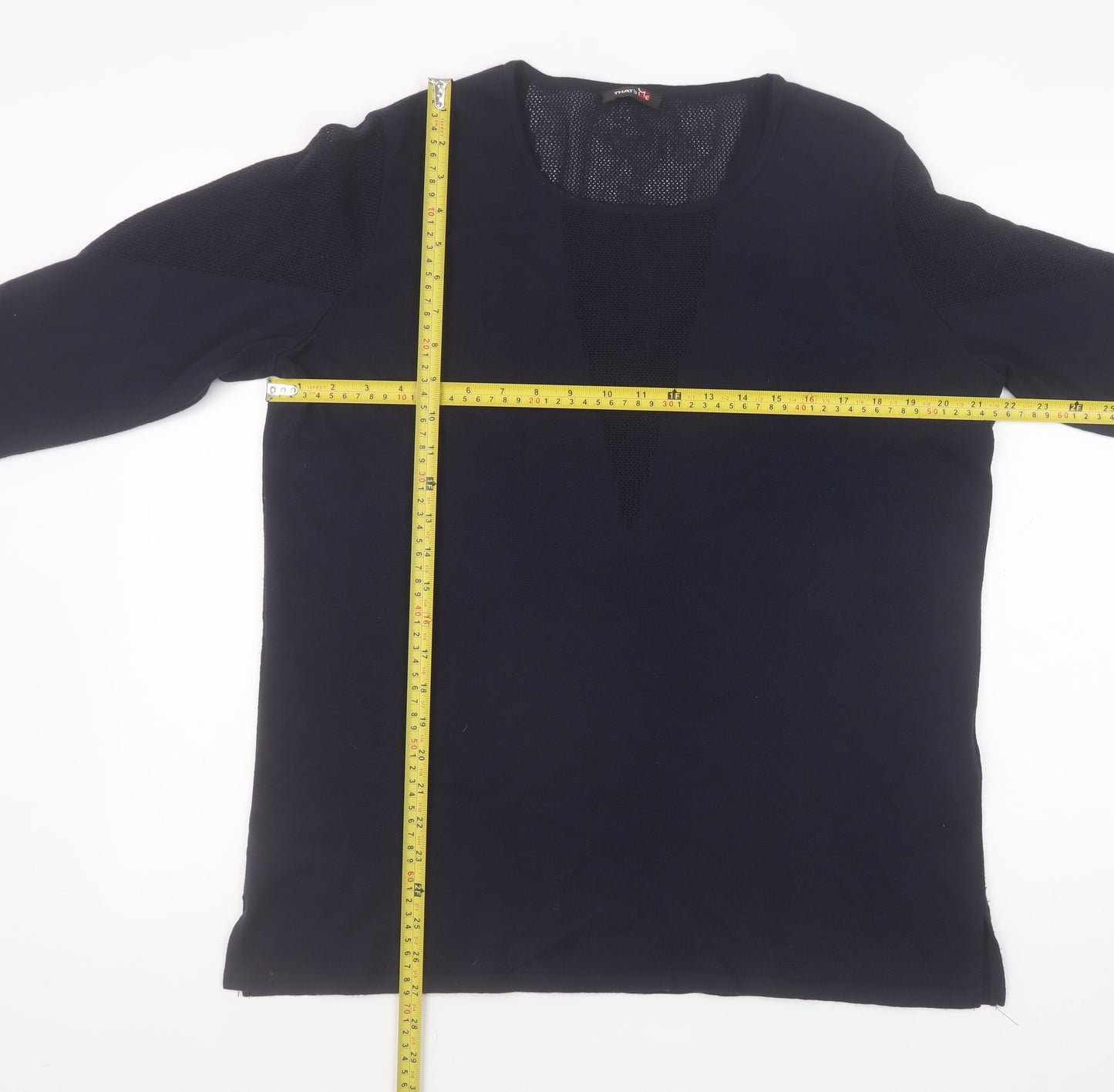 That's Me Women's Black V-Neck Long Sleeve Pullover Jumper Size 16