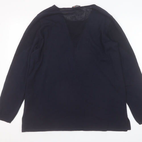 That's Me Women's Black V-Neck Long Sleeve Pullover Jumper Size 16