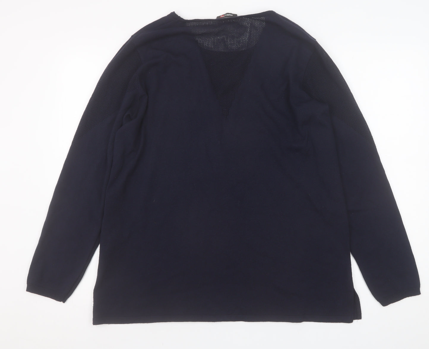 That's Me Women's Black V-Neck Long Sleeve Pullover Jumper Size 16