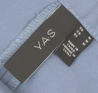 Y.A.S Womens Blue High Rise Pleated Tapered Trousers Size M