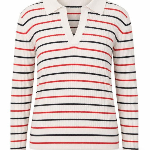 Marks and Spencer Women’s Ivory Striped Collared Knit Jumper Size 10