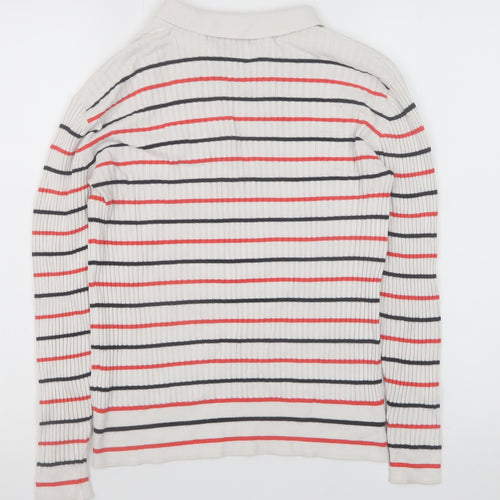 Marks and Spencer Women’s Ivory Striped Collared Knit Jumper Size 10