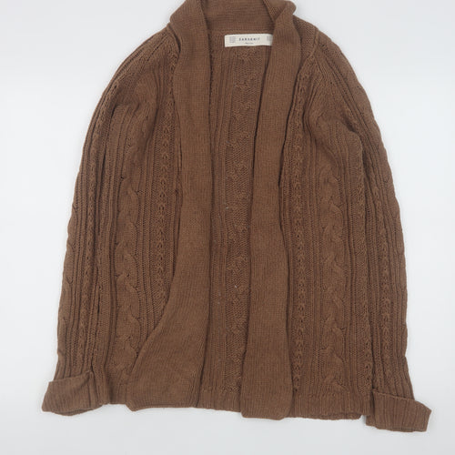 Zara Knit Women Brown Cable-Knit Cardigan Size S Long Sleeve