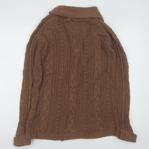 Zara Knit Women Brown Cable-Knit Cardigan Size S Long Sleeve
