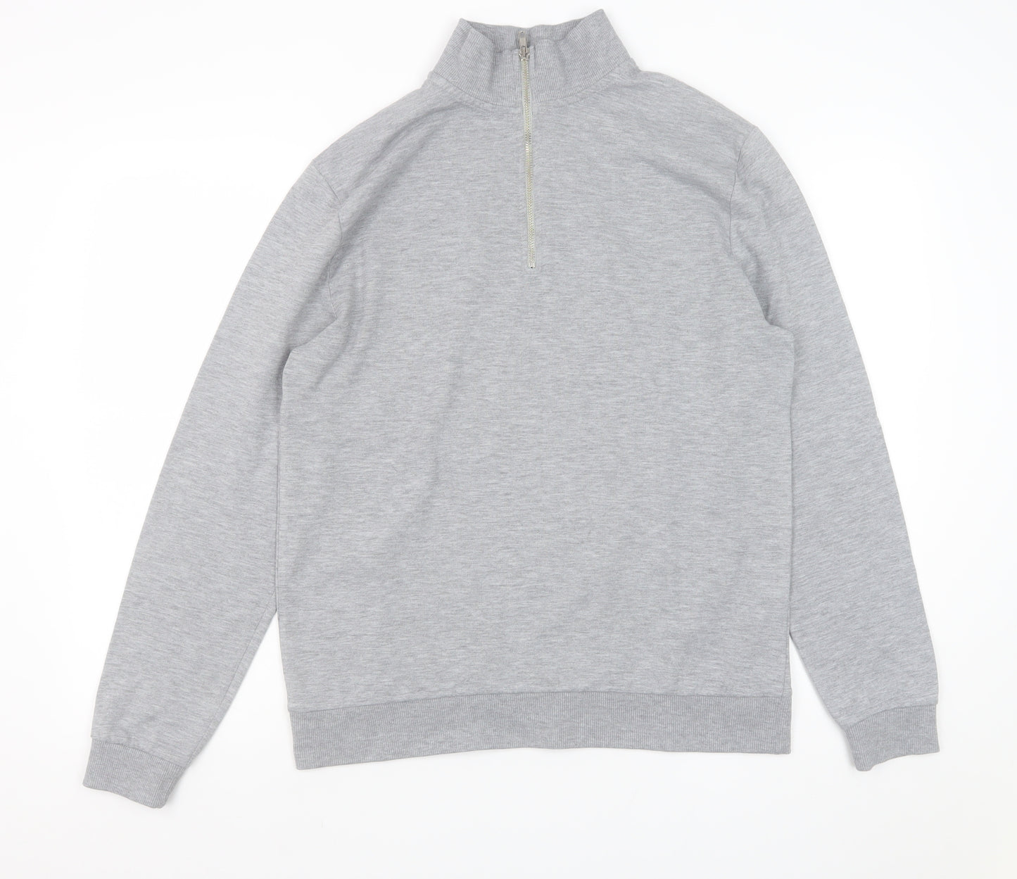 ASOS Men's Grey 1/4 Zip Sweatshirt Medium Regular Fit