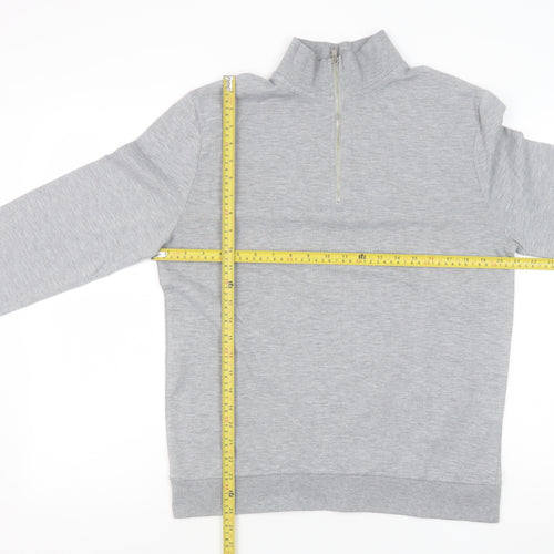 ASOS Men's Grey 1/4 Zip Sweatshirt Medium Regular Fit