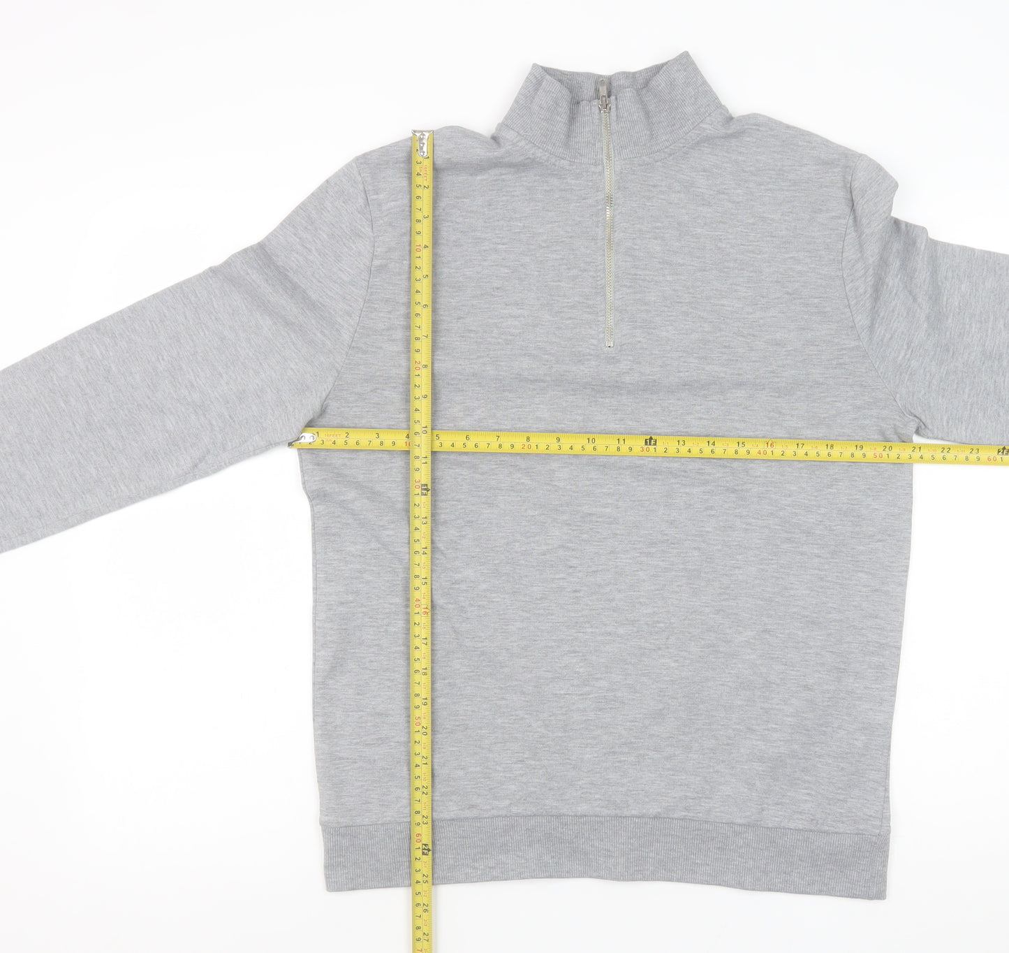 ASOS Men's Grey 1/4 Zip Sweatshirt Medium Regular Fit