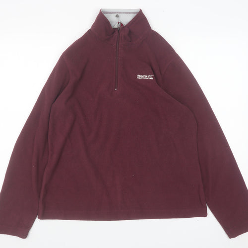 Regatta Women Burgundy 1/4 Zip Fleece Sweatshirt UK 12 Polyester