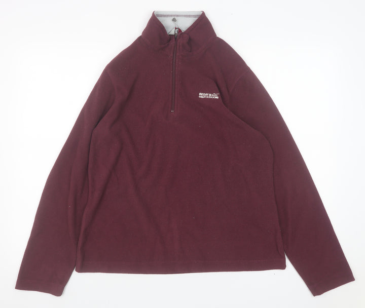 Regatta Women Burgundy 1/4 Zip Fleece Sweatshirt UK 12 Polyester