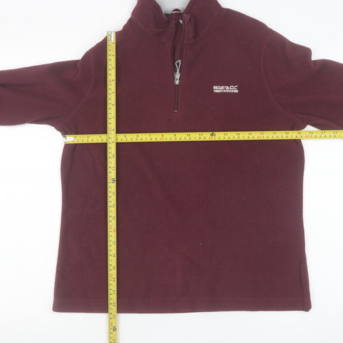 Regatta Women Burgundy 1/4 Zip Fleece Sweatshirt UK 12 Polyester