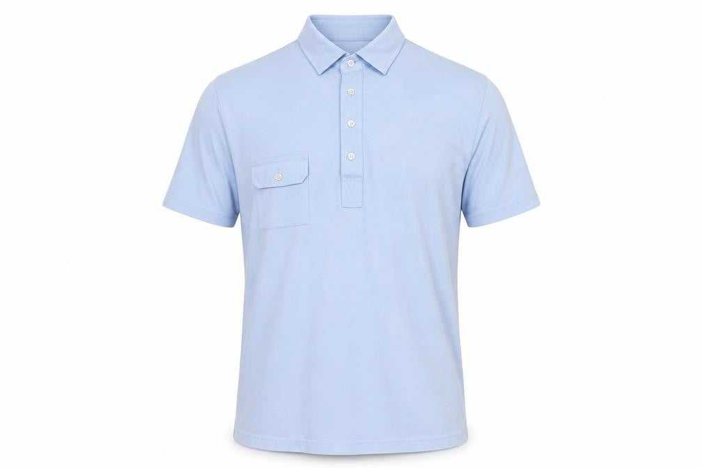 Front view of Kartel Classics Men’s Blue Cotton Blend Polo Shirt, size L