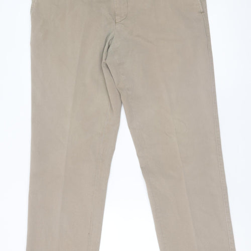 Robbie Men's Beige Chino Trousers 36 S Cotton Stretch Straight Fit