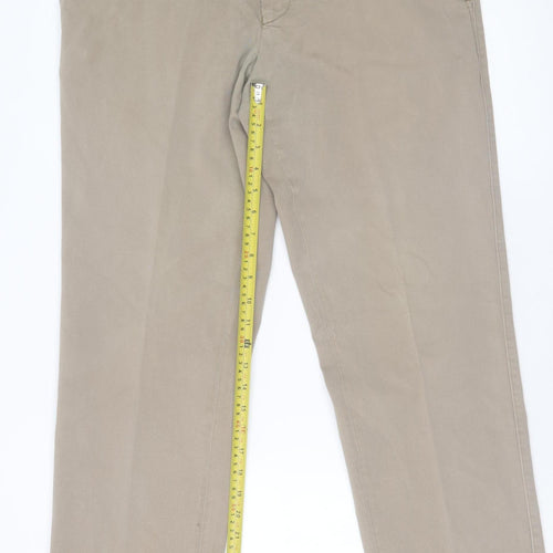 Robbie Men's Beige Chino Trousers 36 S Cotton Stretch Straight Fit