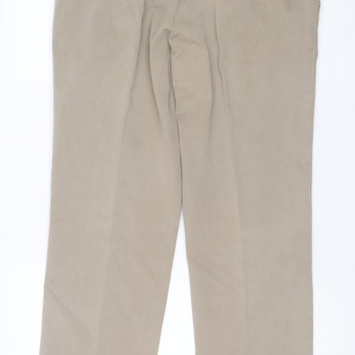 Robbie Men's Beige Chino Trousers 36 S Cotton Stretch Straight Fit