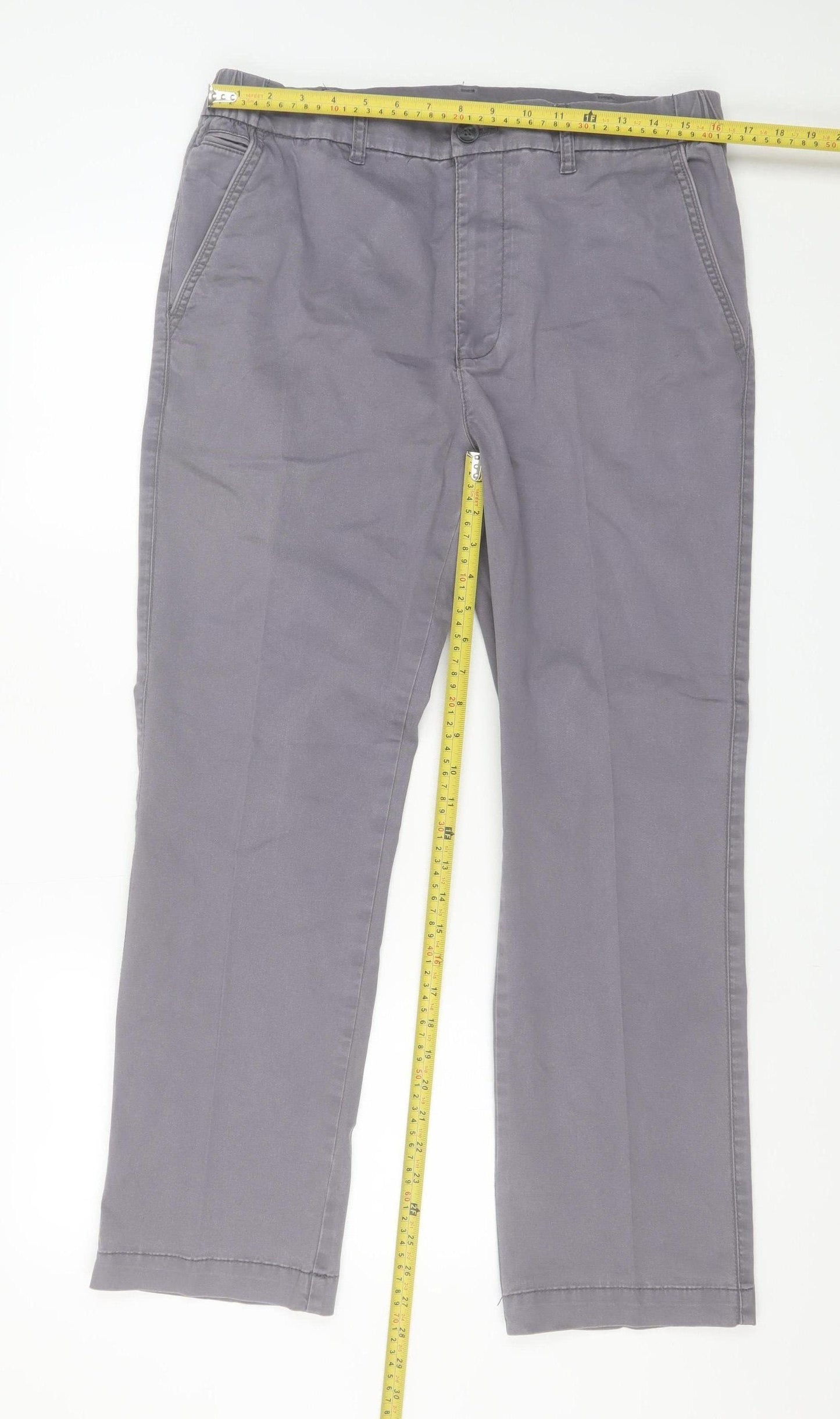 Dunnes Stores Men's Grey Chino Trousers Size 34 Regular Fit
