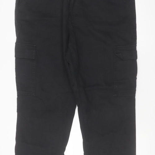 Dunnes Mens Black Cargo Trousers Size 18 Regular Cotton Straight Leg