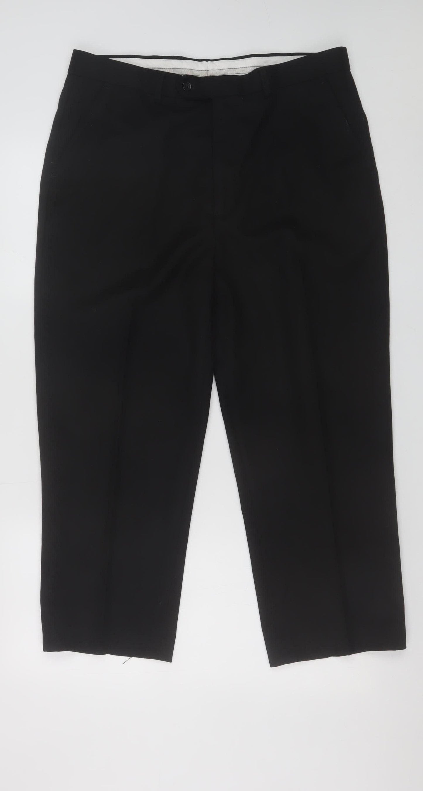 Princeton Men's Black 36S Regular Fit Dress Trousers