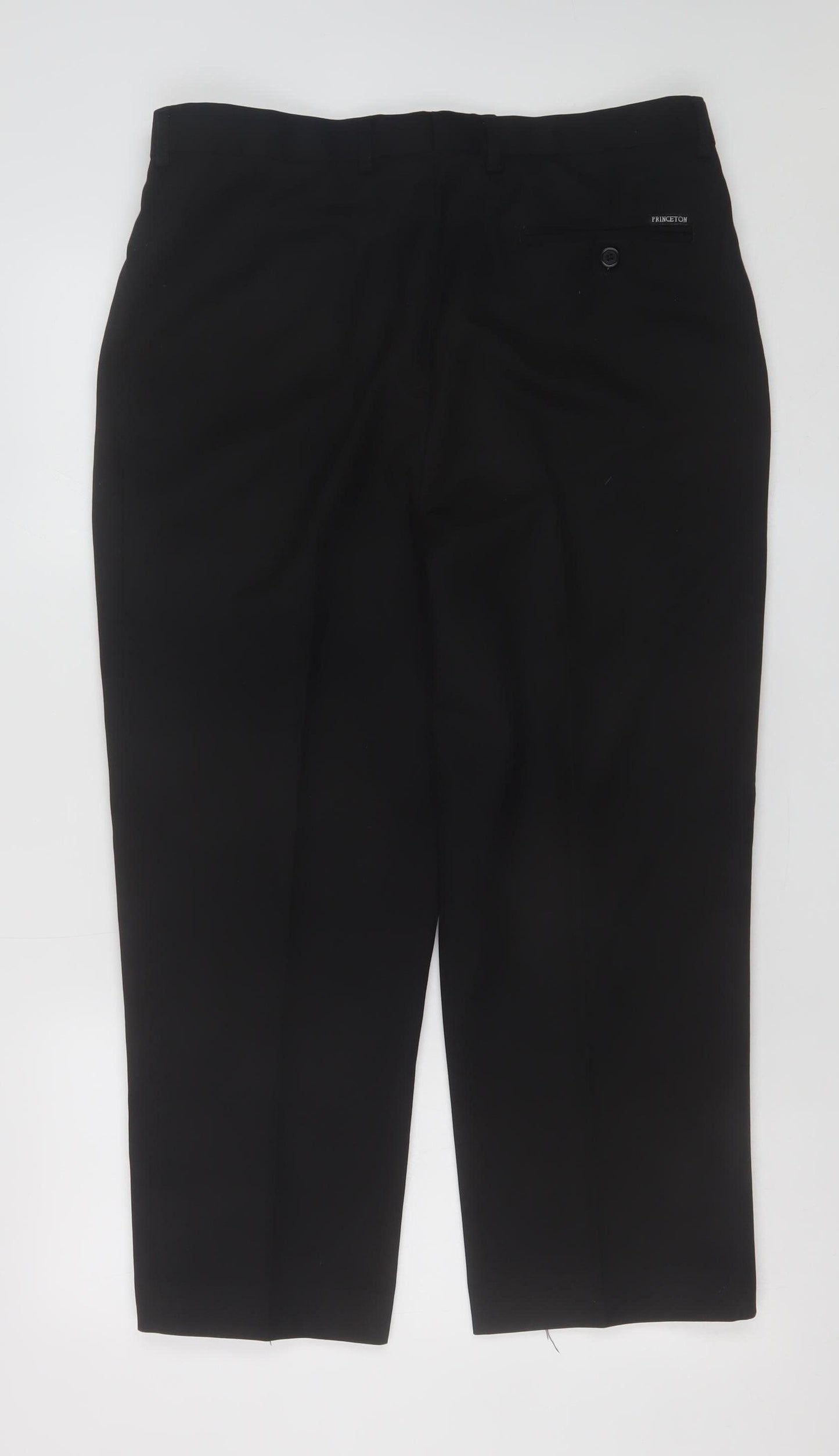 Princeton Men's Black 36S Regular Fit Dress Trousers