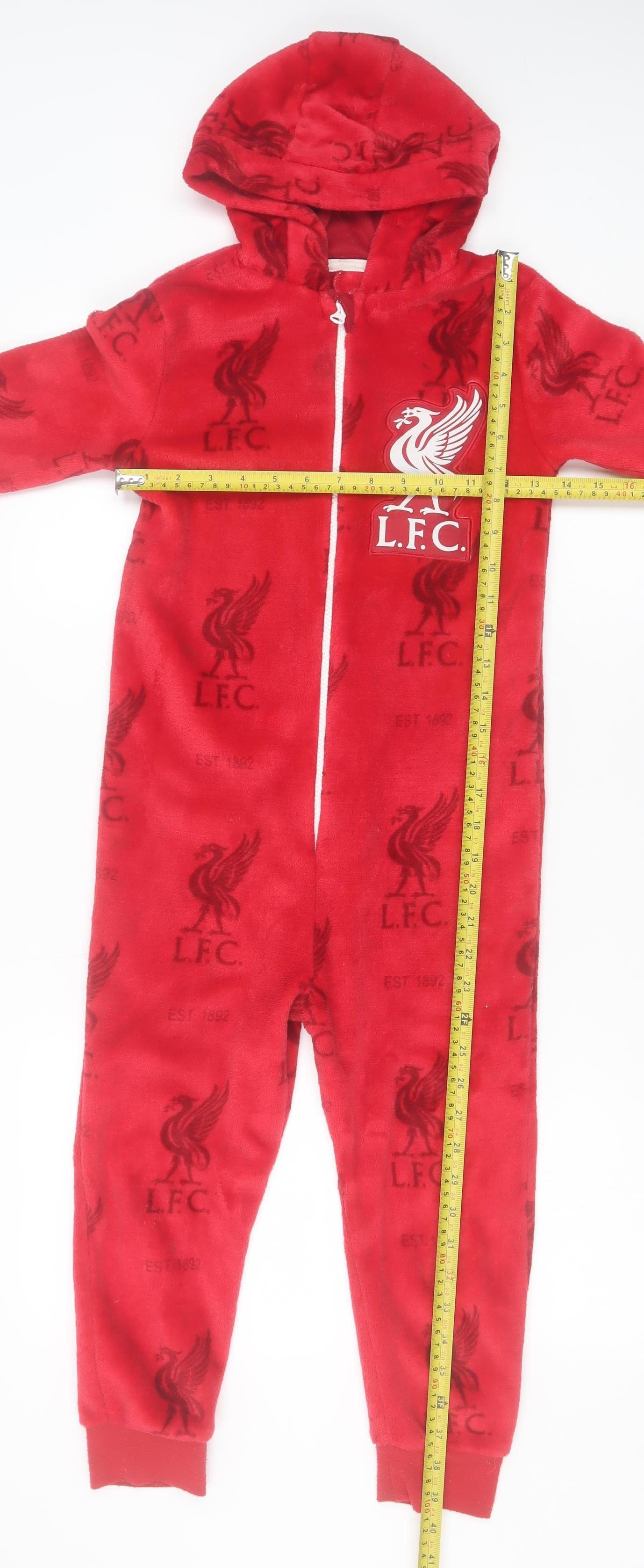 Dunnes Stores Boys Red Liverpool FC Hooded Fleece Onesie 7-8 Years