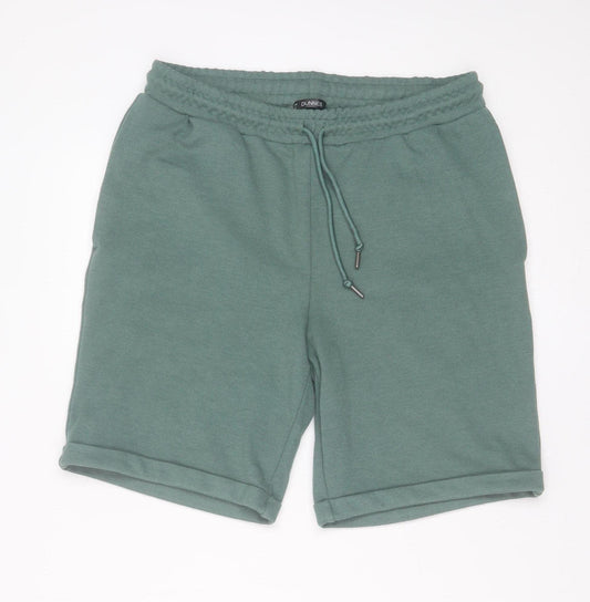 Dunnes Men's Green Sweat Shorts M Regular Fit Casual Drawstring