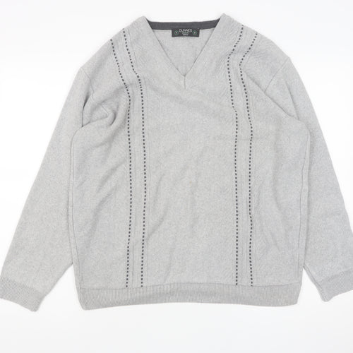 Dunnes Mens Grey Medium V-Neck Cotton Blend Jumper