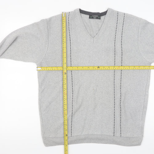 Dunnes Mens Grey Medium V-Neck Cotton Blend Jumper
