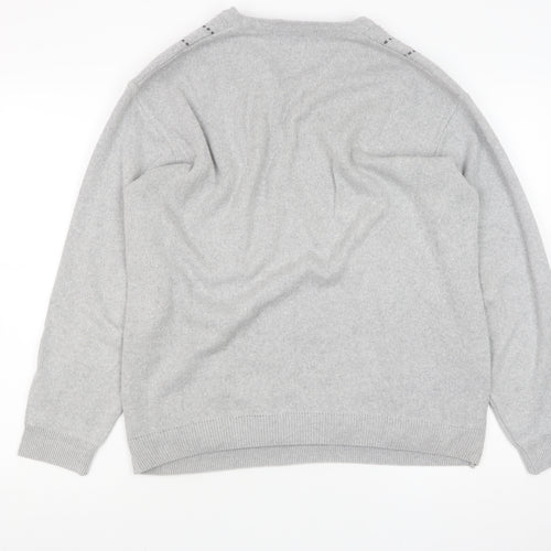 Dunnes Mens Grey Medium V-Neck Cotton Blend Jumper