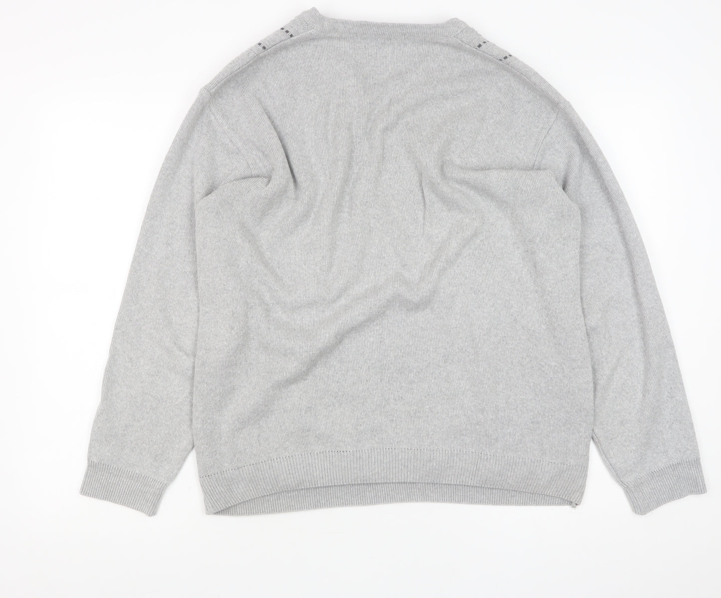 Dunnes Mens Grey Medium V-Neck Cotton Blend Jumper